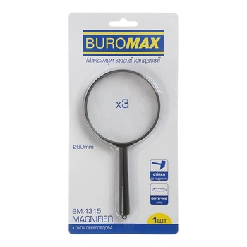Лупа Buromax 3X/d90 пластик, черная (BM.4315)