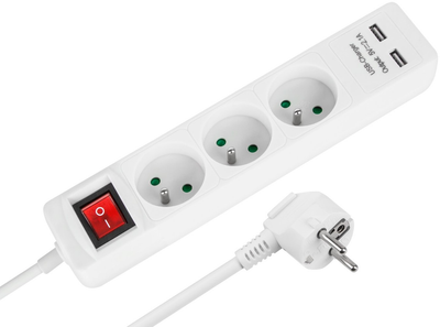 Listwa zasilająca Rebel 3 gniazda 2 USB 5 m (5901890030779)