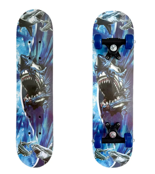 Детский мини скейт скейтборд детский акула SP-Sport Kids 1407 Blue-Light Blue