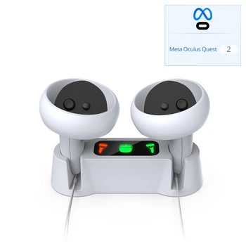 Зарядная док станция DOBE с аккумуляторной батареей 1850 mAh (2 шт.) для контроллера Oculus Touch + USB-A разъем для VR шлема очков виртуальной реальности Meta Oculus Quest 2