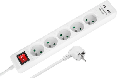 Listwa zasilająca Rebel 5 gniazd 2 USB 1.5 m (5901890030786)