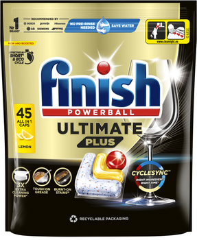 Капсули для миття посуду в посудомийних машинах FINISH Ultimate Plus All in 1 Lemon 45 шт (5908252010998)