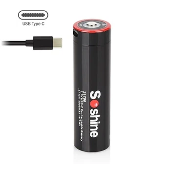 Батарейка аккумуляторная Soshine 21700 3.7V/5000 mAh c зарядкой Type-C и функцией PowerBank - 1 ШТ.