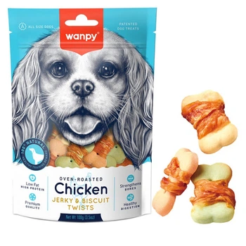 Ласощі для собак Wanpy Chicken Jerky & Biscuit Twists з куркою 100 гр