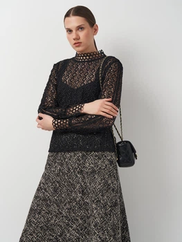 Блуза H&M 34 Черно-белый 0596119_сетка_16