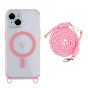 Чохол TPU+PC LanyardCase with MagSafe для iPhone 15 Pink