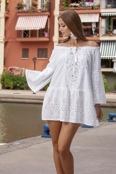 Платье открытыми плечами Fresh Cotton 1371 F-1c 44(M) Белый