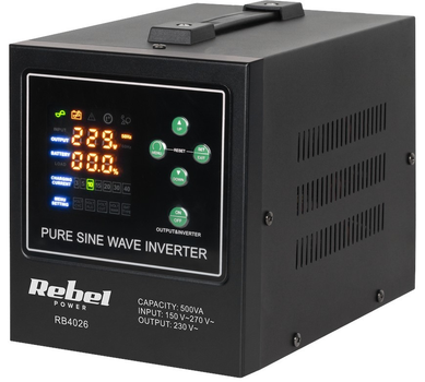 ДБЖ Rebel POWER-500-LFP4 RB‑4026 12V 230V 500VA/300W (5901890116312)
