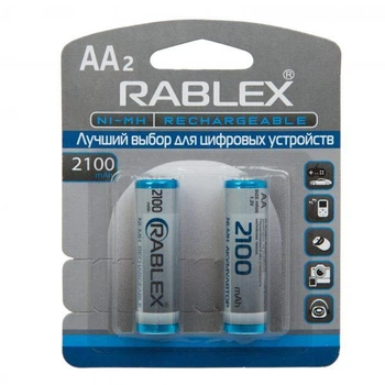 Аккумуляторы R6 2100 mAh Rablex AA 1.2V- 2 ШТУКИ (пальчиковые)