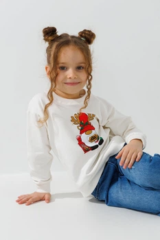 Свитшот с принтом для девочки Atabey 10704 92 см Молочный (NY) shop (2000990780263)