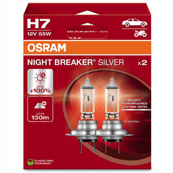 Żarówka halogenowa OSRAM H7 12V 55W PX26d NIGHT BREAKER SILVER +100% 2 szt (64210NBS-2HB) (4062172387576)