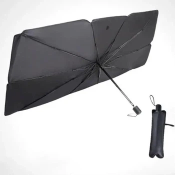 Зонт на лобовое стекло в авто Car Umbrellas Чёрный Солнцезащитная шторка Автомобильный козырек для защиты от солнца