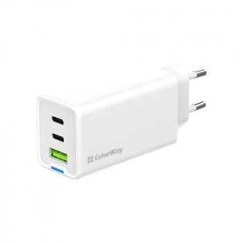 Зарядное устройство ColorWay GaN Mini 65W PD Port PPS USB (USB-2C1A) white (CW-CHS058PD-WT) (254542)