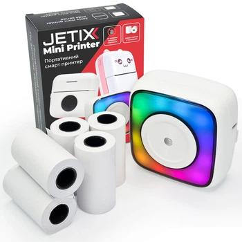 Мобільний темопринтер JETIX Mini Printer Student 2 з Bluetooth, нічником та з набором термопаперу в комплекті