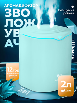 Увлажнитель воздуха с подсветкой аромадиффузор портативный увлажнитель воздуха в машину ароматический диффузор Humidifier 2000ml Green Hofmy AH-2