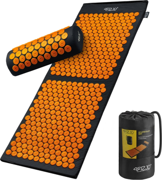 Коврик акупунктурный с валиком 4FIZJO Classic Mat XL Аппликатор Кузнецова Black/Orange (P-5907222931776)