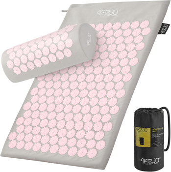 Коврик акупунктурный с валиком 4FIZJO Classic Mat Аппликатор Кузнецова Grey/Pink (P-5907739313287)