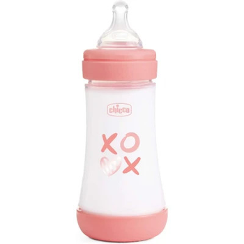 Пляшечка для годування Chicco Perfect 5 Love із силіконовою соскою 2+ міс. 240 мл Рожева (20223.11.40)
