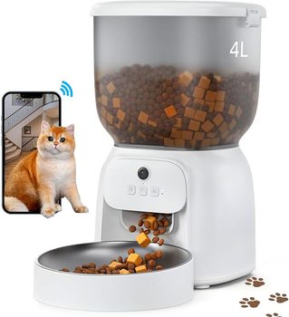 Автоматическая смарт кормушка для кошек и собак PetLife F07V 4L с камерой 1080Р, таймером, WiFi, фотоотчетом кормлений, датчиком движения
