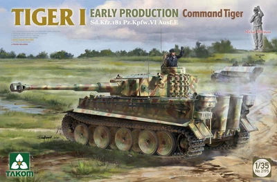 Збірна модель 1/35 Танк Тигр I Ранній випуск Командний тигр Sd.Kfz.181 Pz.Kpfw.VI Ausf.E (з фігуркою Міхаеля Віттмана) Takom 2195