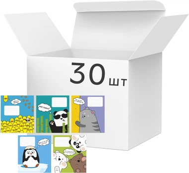 Набор тетрадей школьных Школярик 3567 Animal's Memes 12 листов в линию 30 шт (012-3567L)