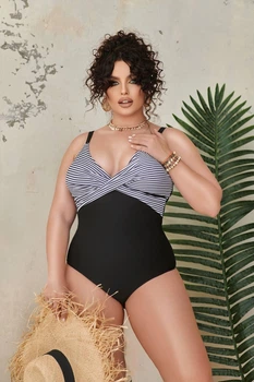 Сплошной женский купальник майо Plus size Ghazel чёрный XL (SW1181)