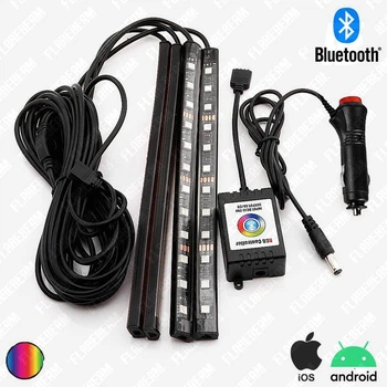 Підсвічування салону (ніг) автомобіля LED Bluetooth підкл. в прикурювач (кнопка) SMD 5050*12 4 ел. (RGB)