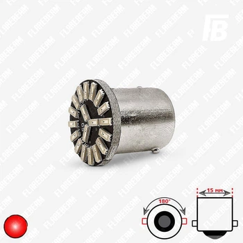 Лампа LED цоколь 1156 (P21W BA15s без зміщення) 12 В SMD 4014*19 (червоний)