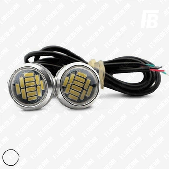 ДХО (дневные ходовые огни) "Орлиный глаз" LED врезные Ø23 мм линза SMD 4014*12 хром корпус 2 шт. (белый)