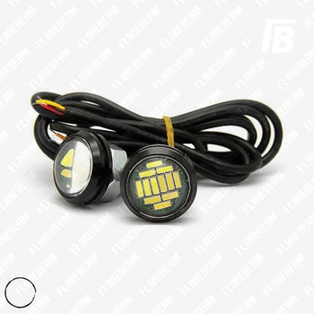 ДХО (дневные ходовые огни) "Орлиный глаз" LED врезные Ø23 мм линза SMD 4014*12 чёрный корпус 2 шт. (белый)