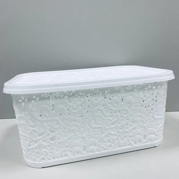 Кошик пластикова з кришкою 22 л Ажур Elif Plastik 32203 біла