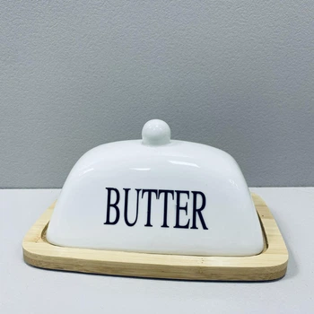 Масленка керамическая на бамбуковой подставке "Butter" A-Plus 7347