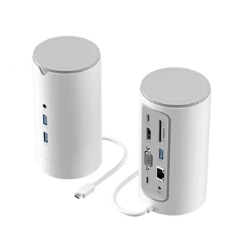 Док-станція USB3.1 Type-C --> HDMI/VGA/USB3.0x3/RJ45/SD/TF/TRRS 3.5m/PD/DC100W12-in-1Ventio