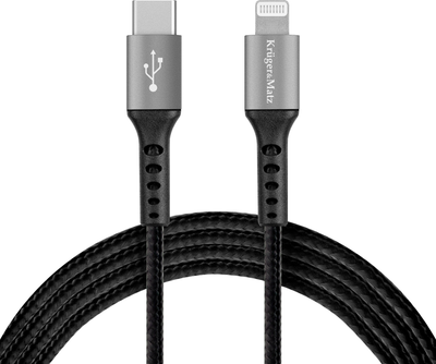 Kabel Kruger&Matz USB-C - Lightning 1 m Black/Grey (5901890076142)