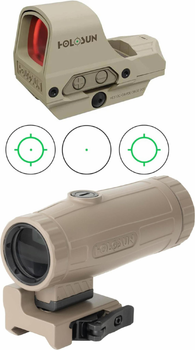 Комплект коллиматор + магнифер Holosun HS510C Green Dot & HM3X Combo FDE