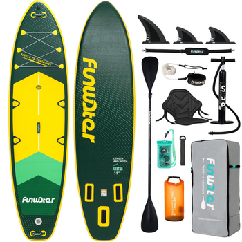 SUP-дошка надувна Funwater Paddleboard Green 11"6 10в1 350x90x15 см