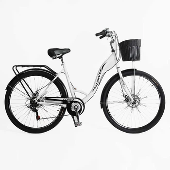 Велосипед Городской 28 дюймов Corso Liberty LR-014 оборудование Shimano стальная рама 20 дюймов 7 скоростей. White and Black (169207)