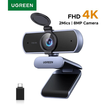Веб-камера UGREEN CM831 4K FHD 8 МП для ПК, автофокус PDAF, два мікрофони з функцією шумоподавлення AI Black (65381)