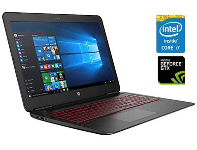 Игровой ноутбук Б-класс HP Omen 15-ax257nr / 15.6" (1920x1080) IPS / Intel Core i7-7700HQ (4 (8) ядра по 2.8 - 3.8 GHz) / 16 GB DDR4 / 240 GB SSD / nVidia GeForce GTX 1050 Ti, 4 GB GDDR5, 128-bit / WebCam б/у