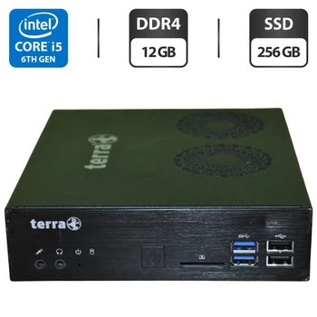 Неттоп Б-класс Terra Mini USFF / Intel Core i5-6500T (4 ядра по 2.5 - 3.1 GHz) / 12 GB DDR4 / 256 GB SSD / Intel HD Graphics 530 / Wi-Fi б/у