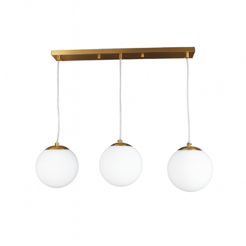 Люстра подвесная золотая с тремя белыми шарами Loft Modern Glass Sneha (9969569856/3)