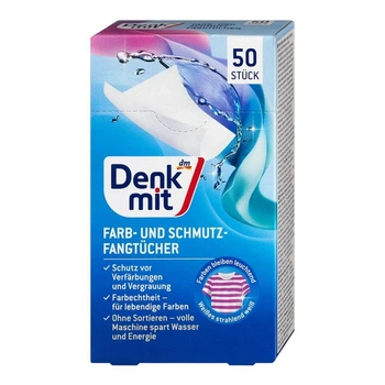 Абсорбуючі серветки для прання линяють речей Denkmit Farb und Schmutzfangtücher 50 шт