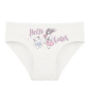 Трусы слипы для девочки с принтом Hello Cuties - Donella - 4171PB94 - 110-116 см - Молочный