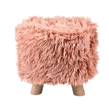 Пуф мягкий Fluffy круглый, с искусственным мехом, 28х30 см Розовый (R33440-1)