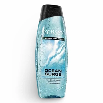 Мужской Шампунь-Гель для душа Ocean Surge Энергия Океана, Avon Senses 500 мл, 2 in 1 for men, Hair & Body Wash для мужчин с дезодорирующим эффектом