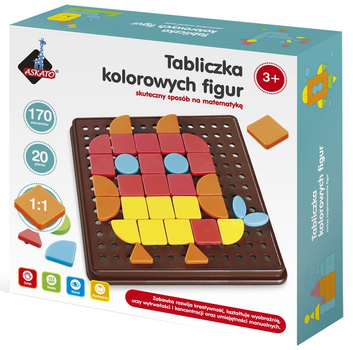 Mozaika Askato Tablica z kolorowymi figurami geometrycznymi 5 kolorów 170 elementów (6901440106120)