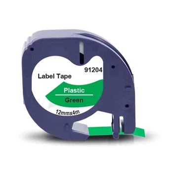 Картридж DYMO LetraTag 91204 12 мм черный/зеленый, лента пластиковая