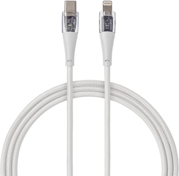 Kabel Qualo USB Type-C – Lightning 1.5 m White/Transparent (5907457783386)