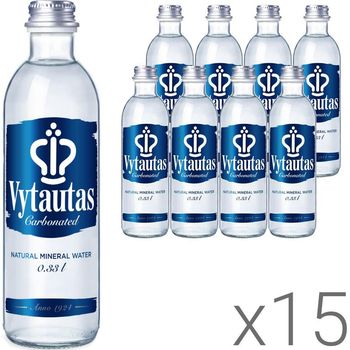 Упаковка сильногазованої мінеральної води Vytautas скло 15 шт. х 0,33 л