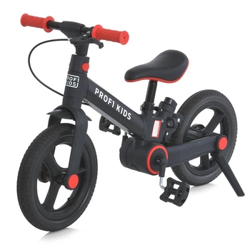 Універсальний велосипед-біговел MB 1021-1 PROF1 KIDS 12" для дітей від 2 років, складаний, ручне гальмо,чорно-червоний